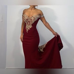 Red Sequin embroidered Gown